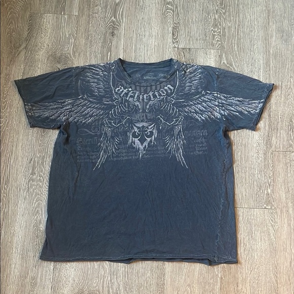 Affliction vintage distressed Men's Dark Gray Winged Graphic Tee size 3xl - Picture 1 of 7